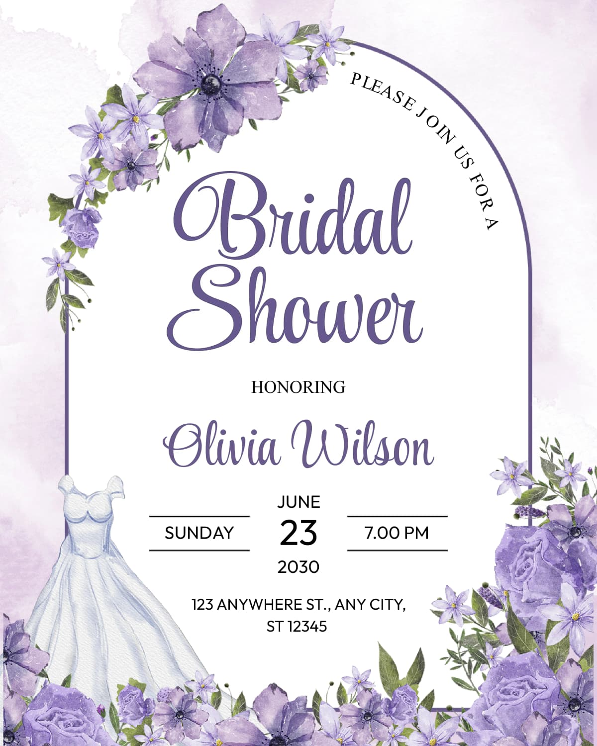 Bridal Shower Classic template preview - Elegant bridal shower welcome sign with floral accents