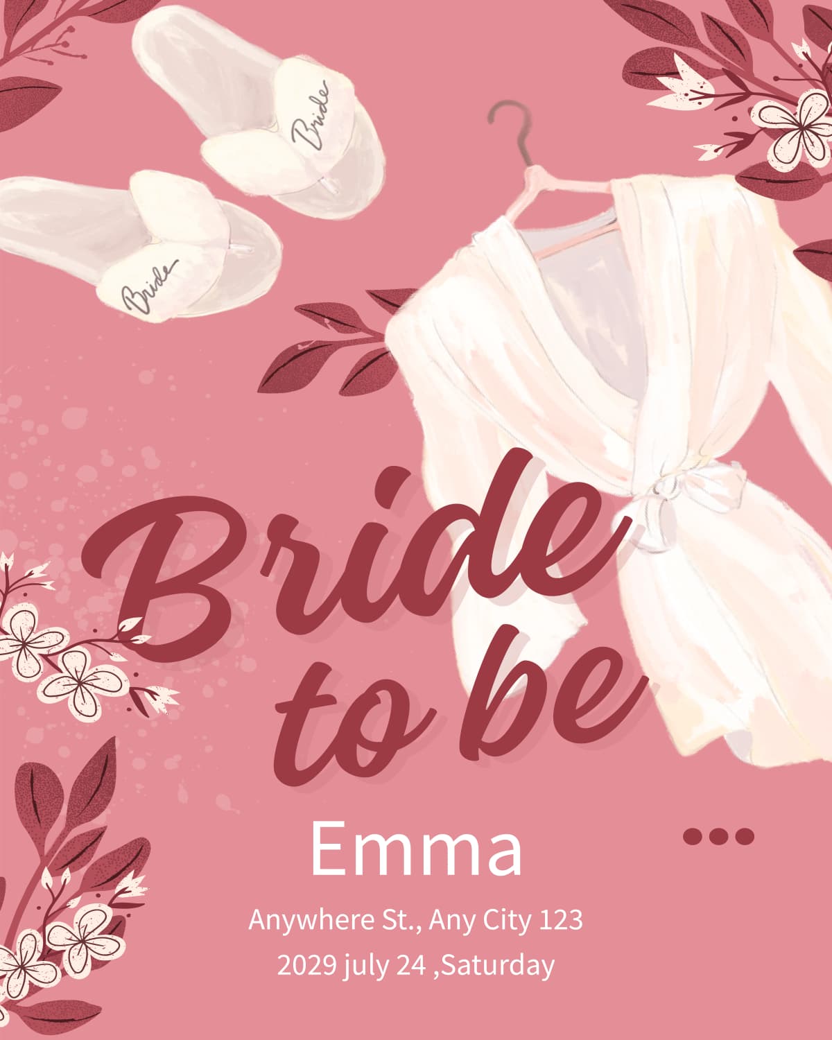 Bride-to-be Rose template preview - Vibrant pink tones and chic bridal fashion motifs for a stylish celebration