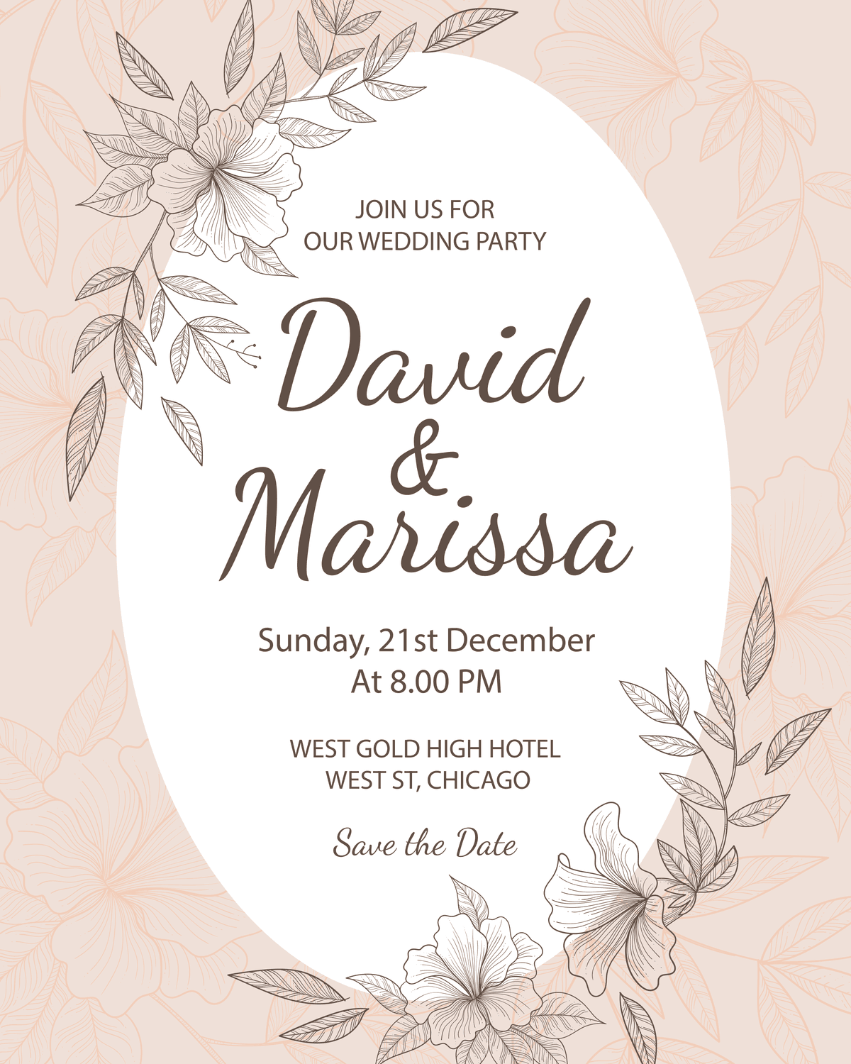 Modern Wedding template preview - Contemporary design with clean lines and rose accents