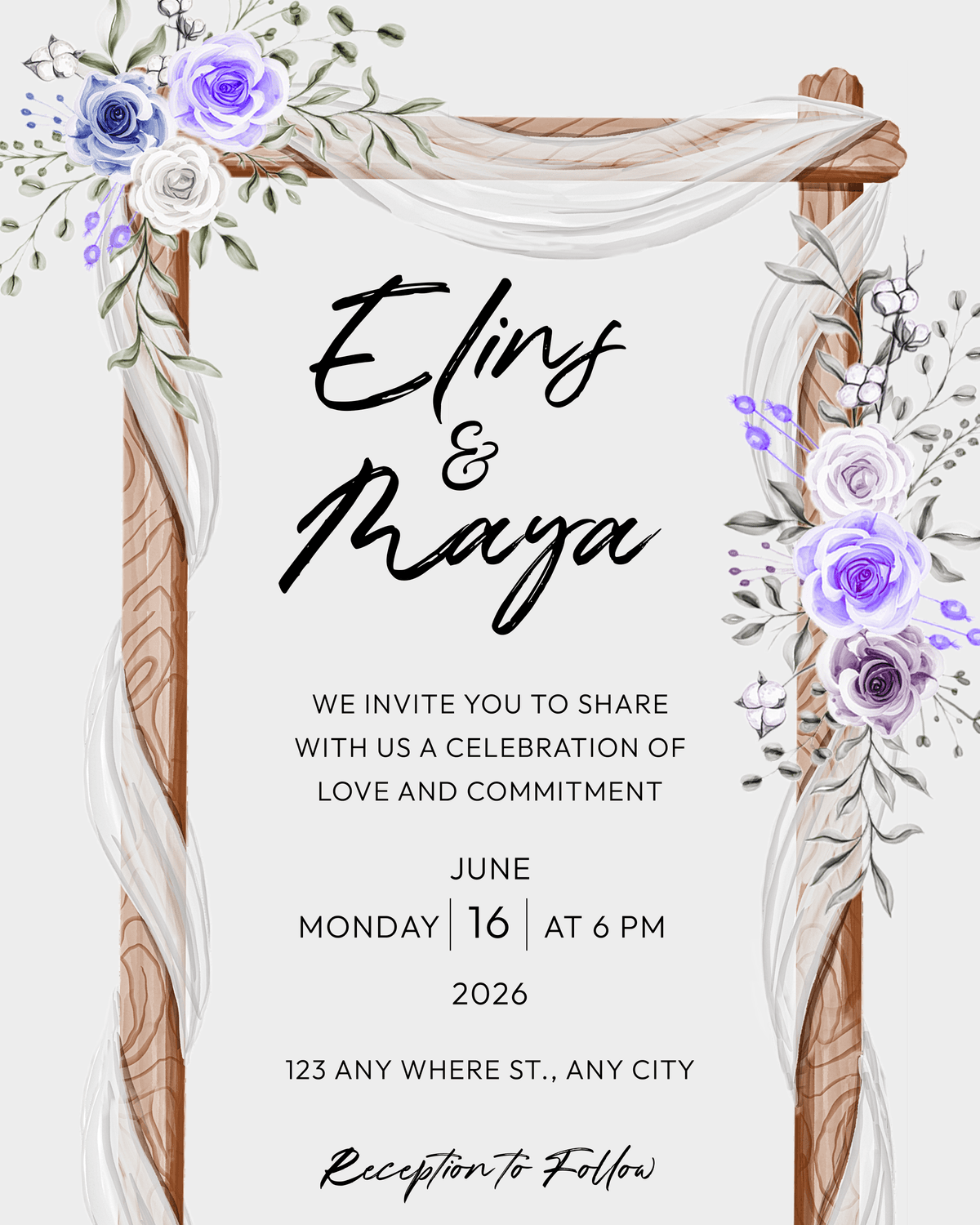 Modern Wedding template preview - Contemporary design with clean lines and rose accents