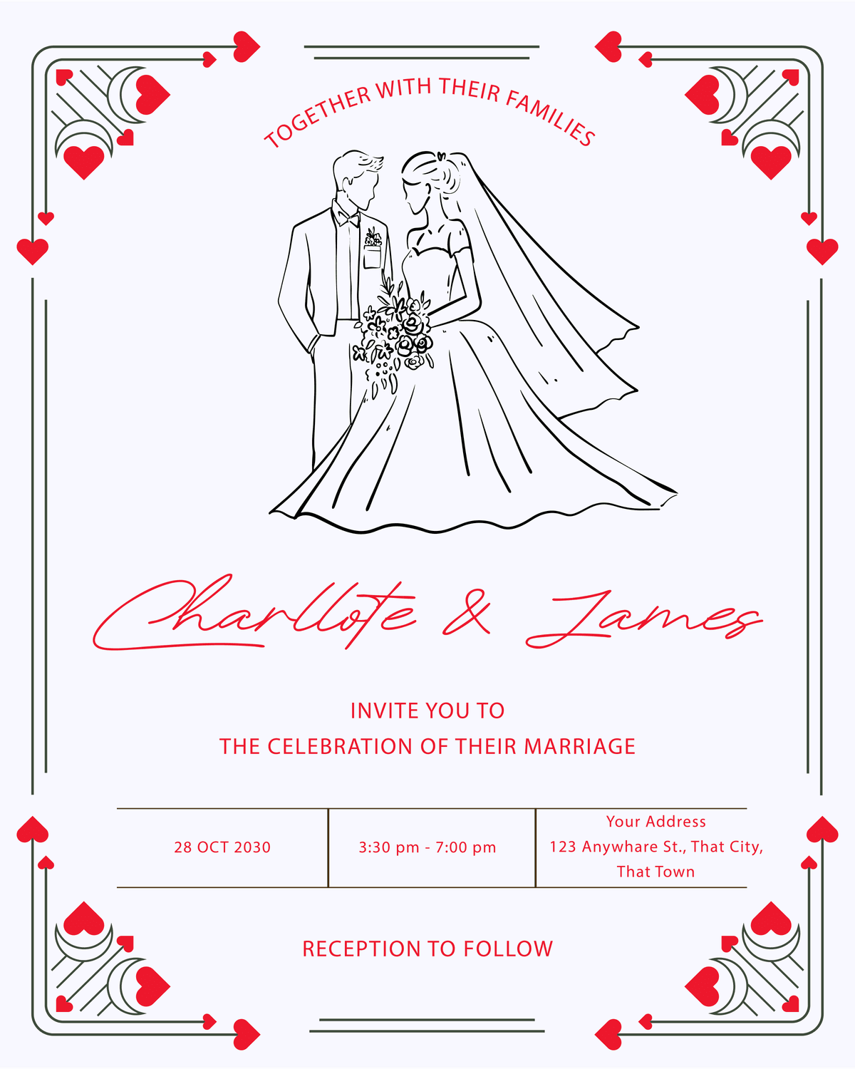 Modern Wedding template preview - Contemporary design with clean lines and rose accents